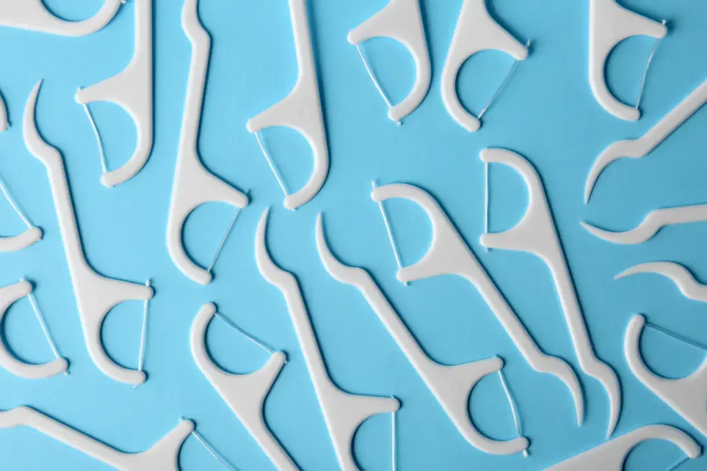 Dental Floss in Blue Background